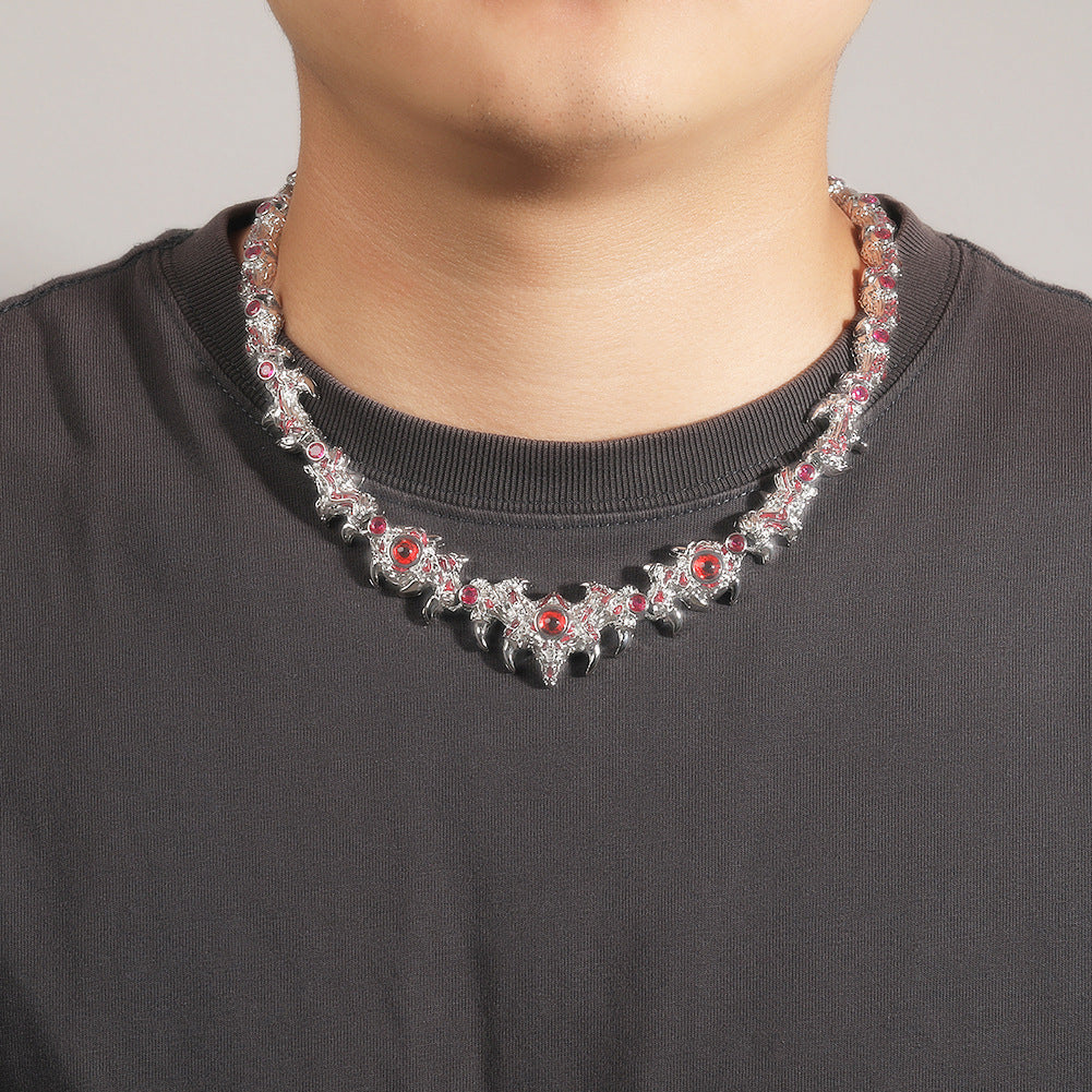 Hip-hop exaggerated spiky parasitic red-eyed thorn diamond-encrusted necklace - MERGE.DAY.1.FREESTYLE