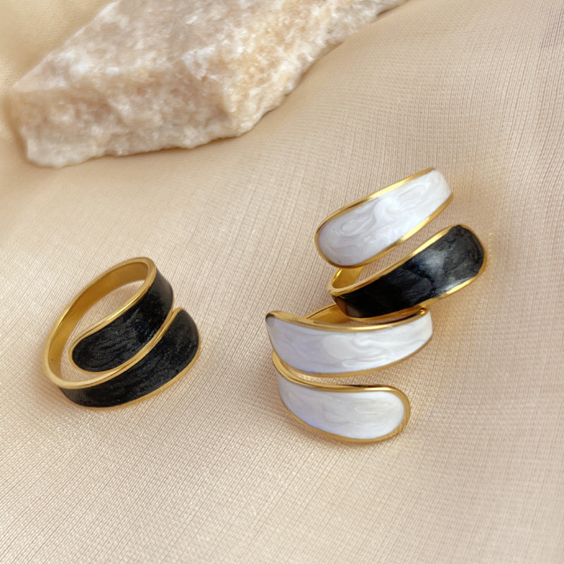 18k gold drop retro open ring - MERGE.DAY.1.FREESTYLE