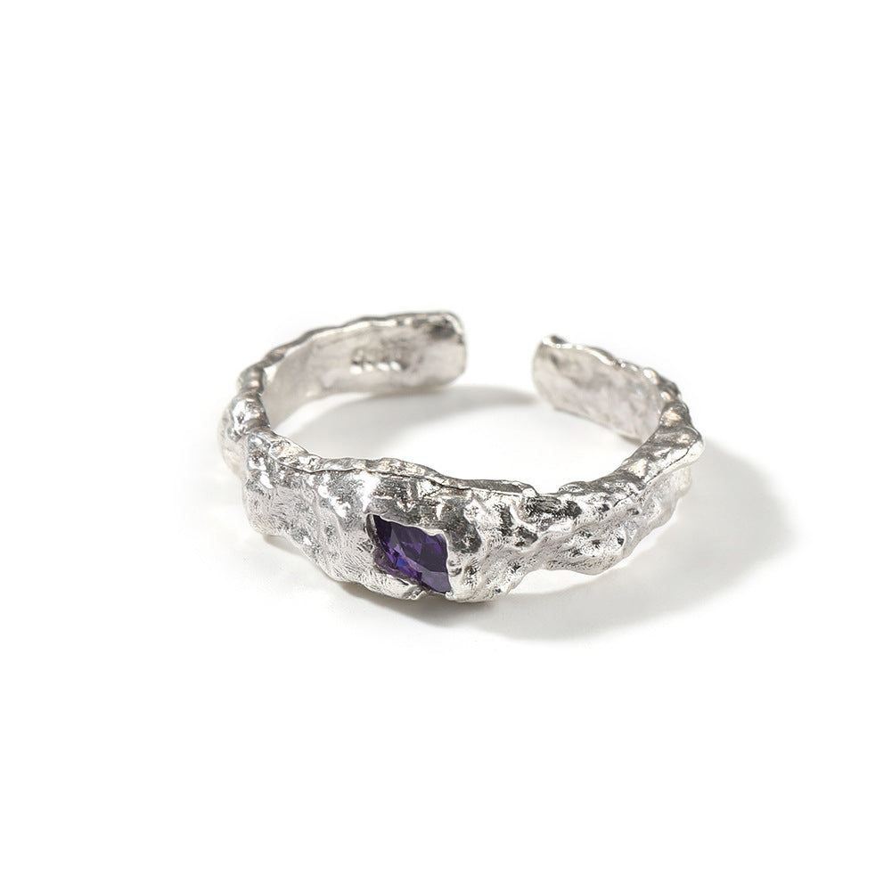 Hip-Hop 925 Silver Ring with Purple Zircon - MERGE.DAY.1.FREESTYLE