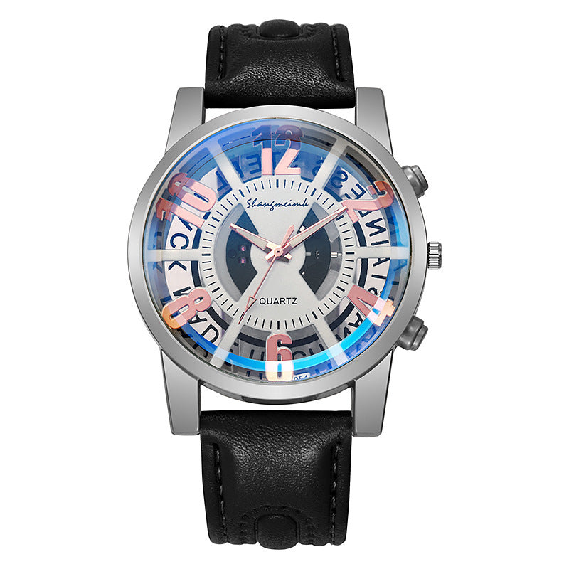 Large-dial, hollow-out blue-light men's watch. - MERGE.DAY.1.FREESTYLE