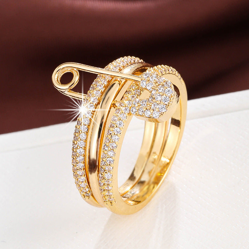 Micro-inlaid zircon pin ring - MERGE.DAY.1.FREESTYLE