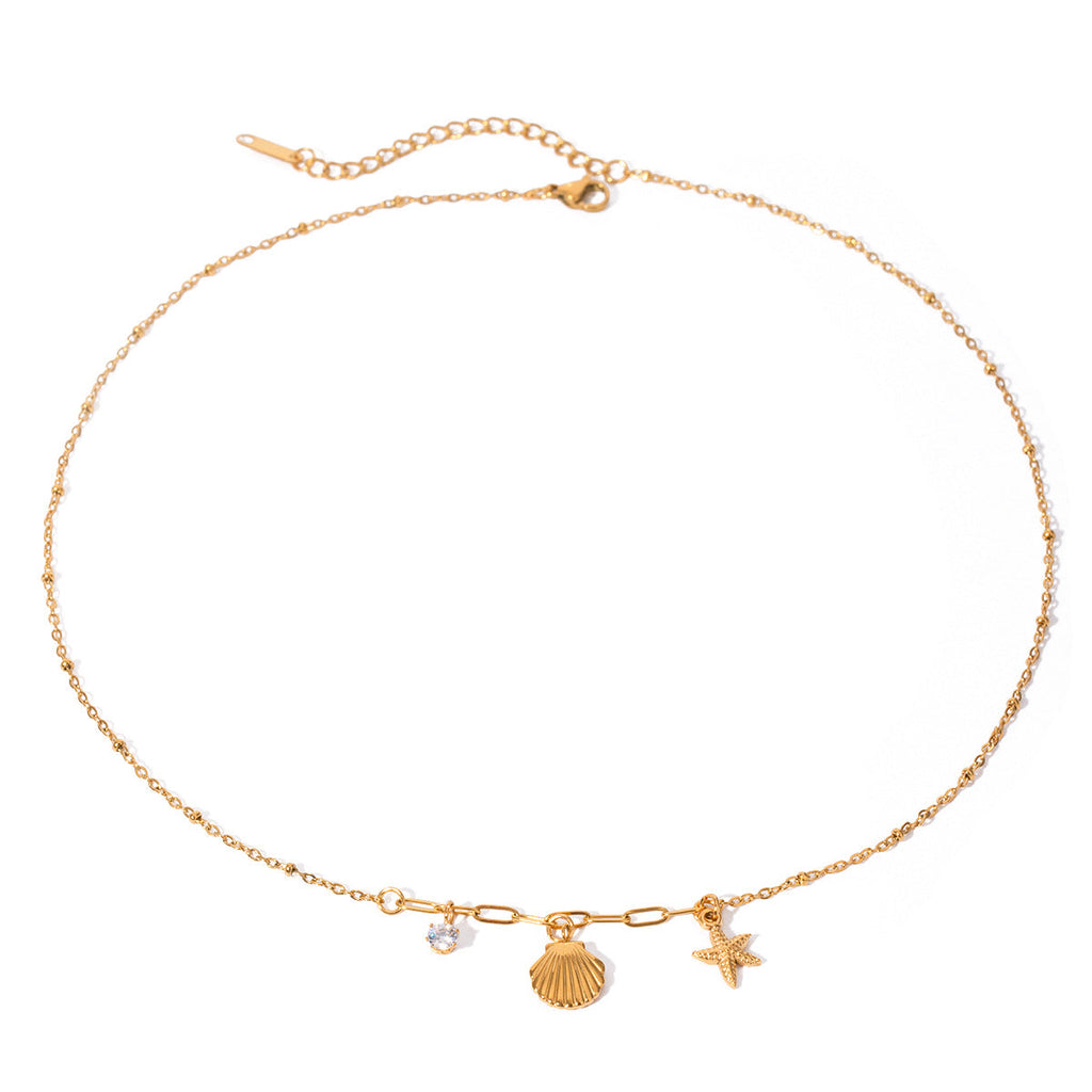 Small starfish shell zircon necklace - MERGE.DAY.1.FREESTYLE