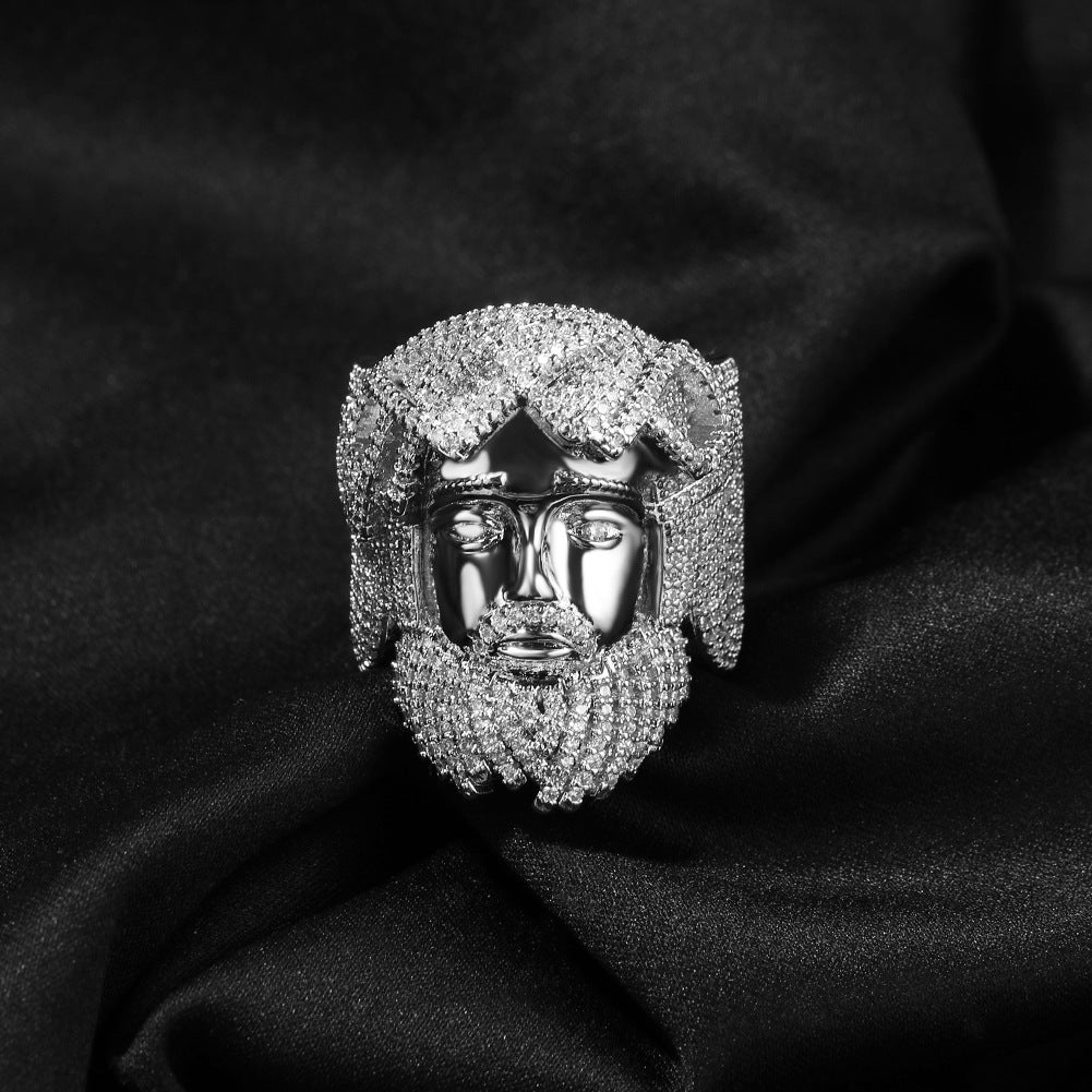 Hip-hop exaggerated portrait inlaid zircon ring - MERGE.DAY.1.FREESTYLE