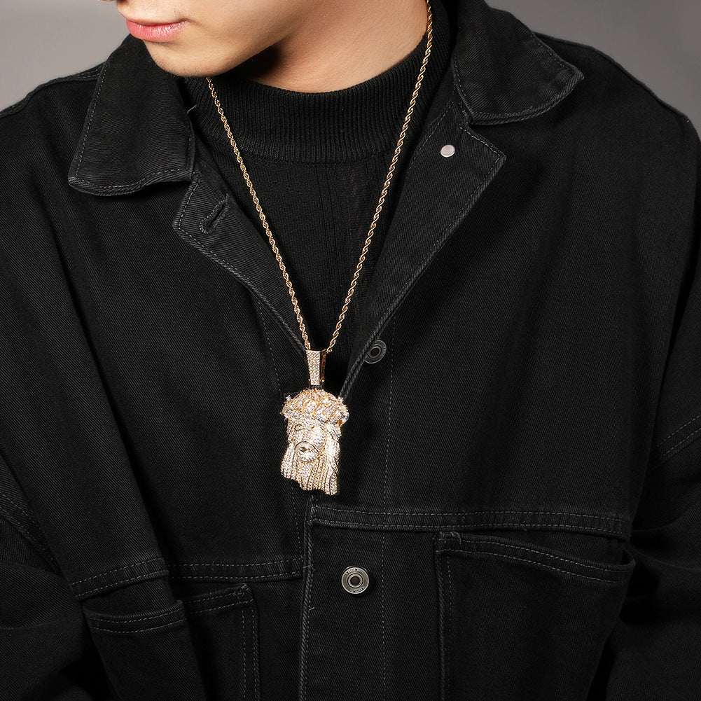 Hip Hop Iced Out CZ Jesus Piece Pendant Necklace - MERGE.DAY.1.FREESTYLE