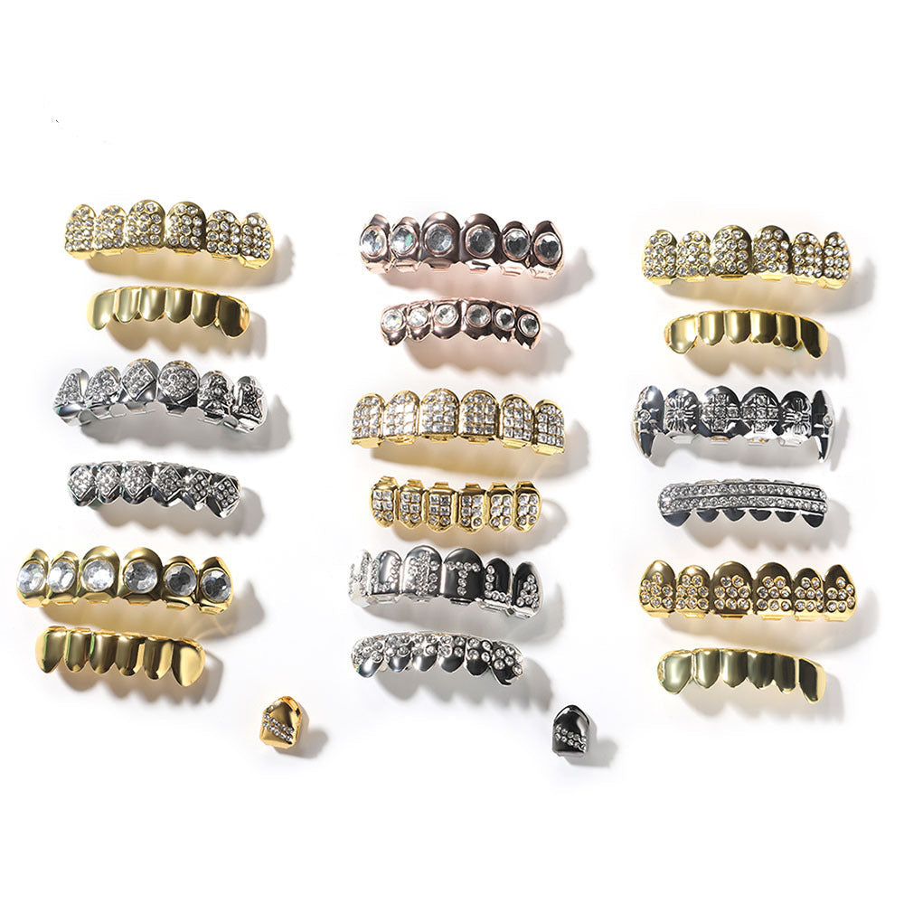 Hip-hop diamond-encrusted and gold-plated teeth grillz - MERGE.DAY.1.FREESTYLE