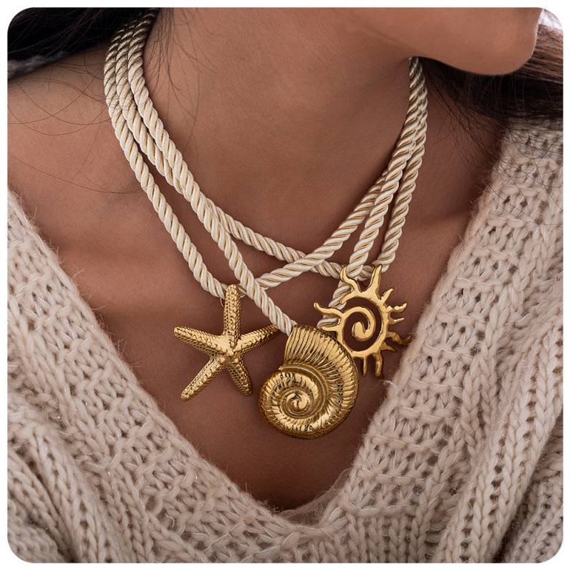 starfish necklace conch sun thick rope necklace - MERGE.DAY.1.FREESTYLE