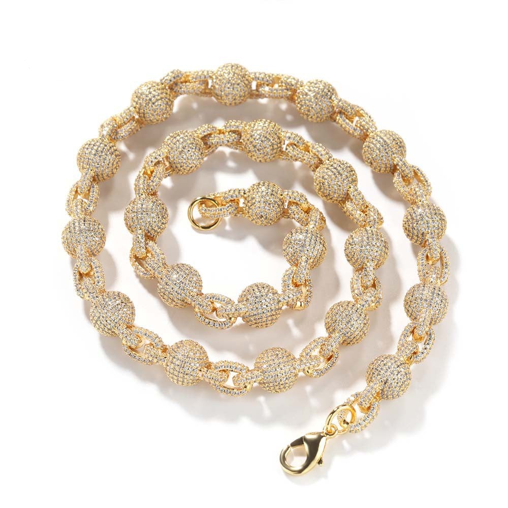 10mm Micropaved 5A Zirconia Ball Chain Necklace - MERGE.DAY.1.FREESTYLE