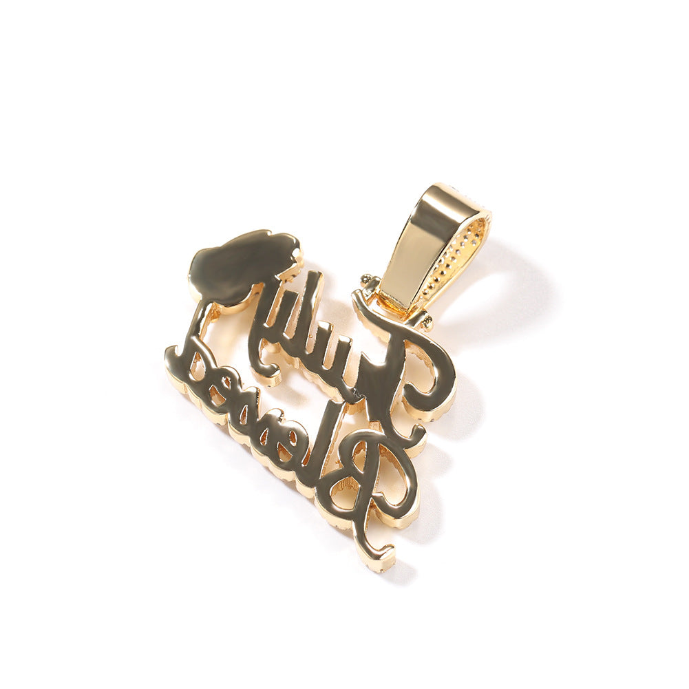 Truly Blessed Praying Hands Pendant Letter Necklace - MERGE.DAY.1.FREESTYLE
