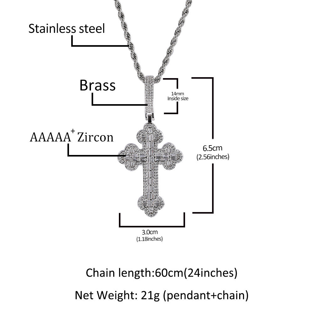 Hip-hop large diamond-encrusted cloud cross pendant - MERGE.DAY.1.FREESTYLE
