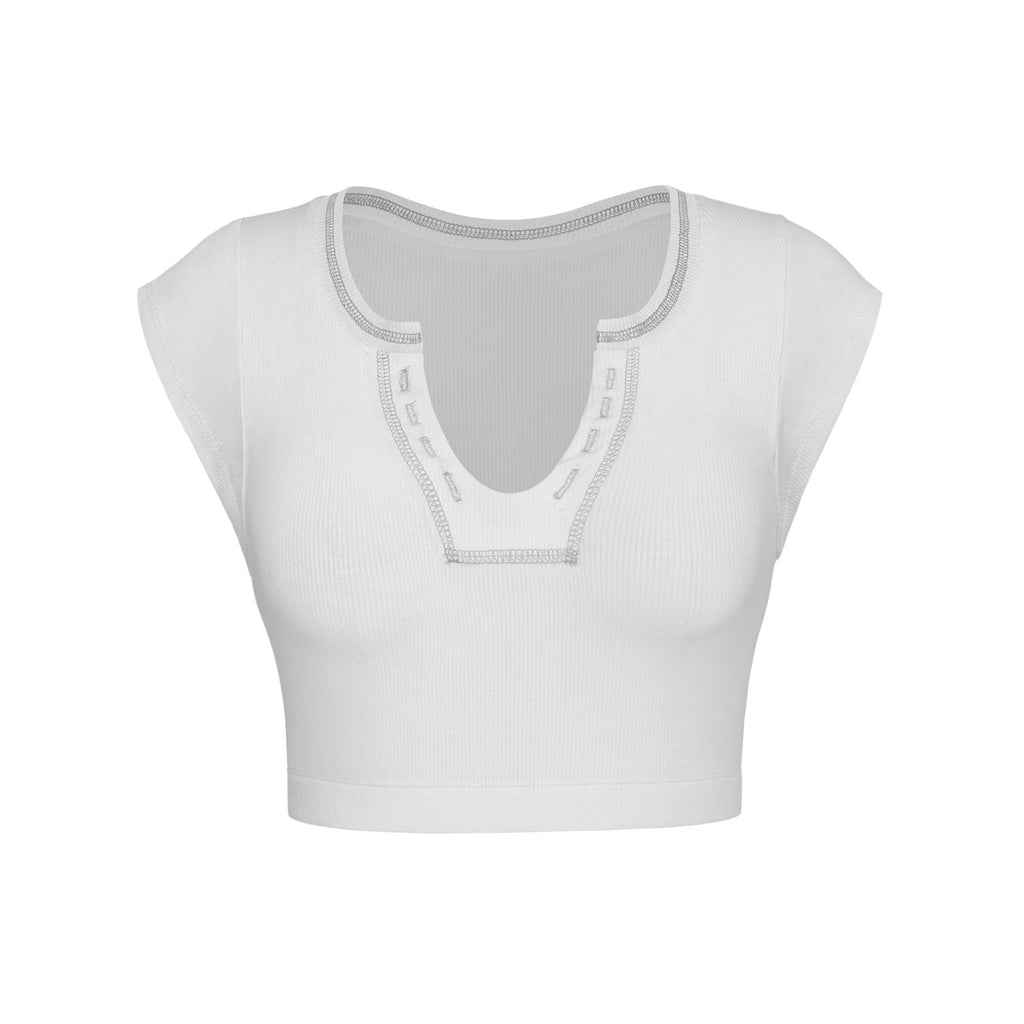Slim Fit Ultra Short Sexy Spicy Girls Top Knitted Thread T-shirt - MERGE.DAY.1.FREESTYLE