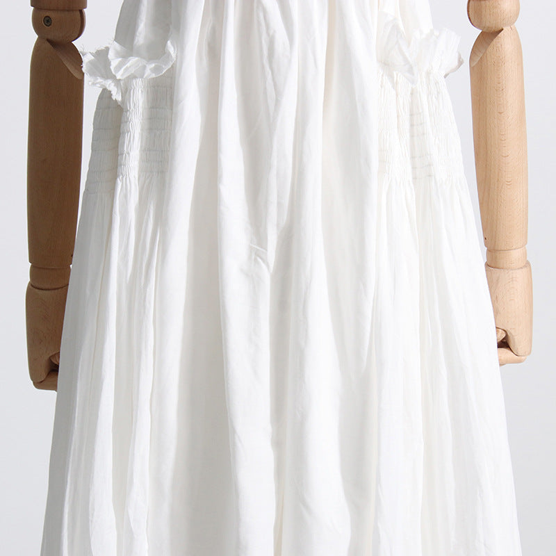 Pleated suspender long solid color full skirt dress - MERGE.DAY.1.FREESTYLE