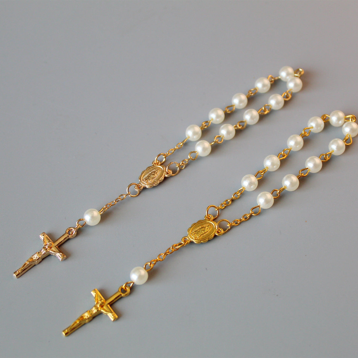 rosary pearl cross full moon blessing bracelet - MERGE.DAY.1.FREESTYLE