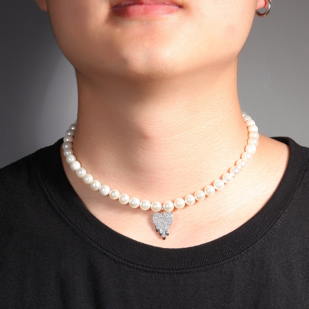 Water Drop Love Pearl Necklace Hip Hop Trend Necklace - MERGE.DAY.1.FREESTYLE