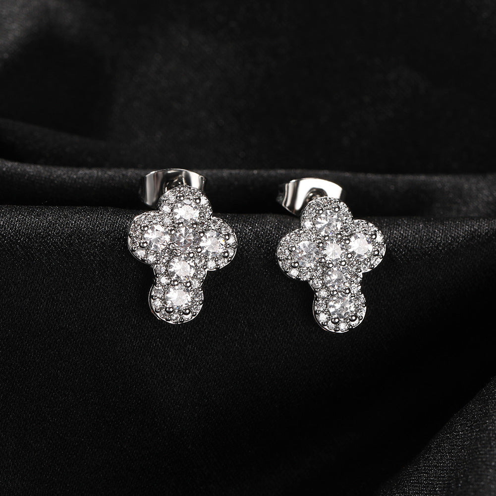 Hip-hop fashion diamond-encrusted cross stud earrings - MERGE.DAY.1.FREESTYLE