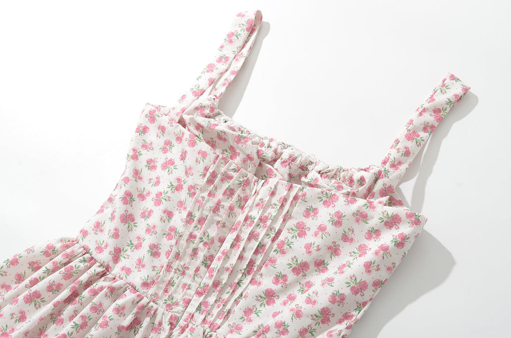 French girl floral suspender dress playful summer dress - MERGE.DAY.1.FREESTYLE