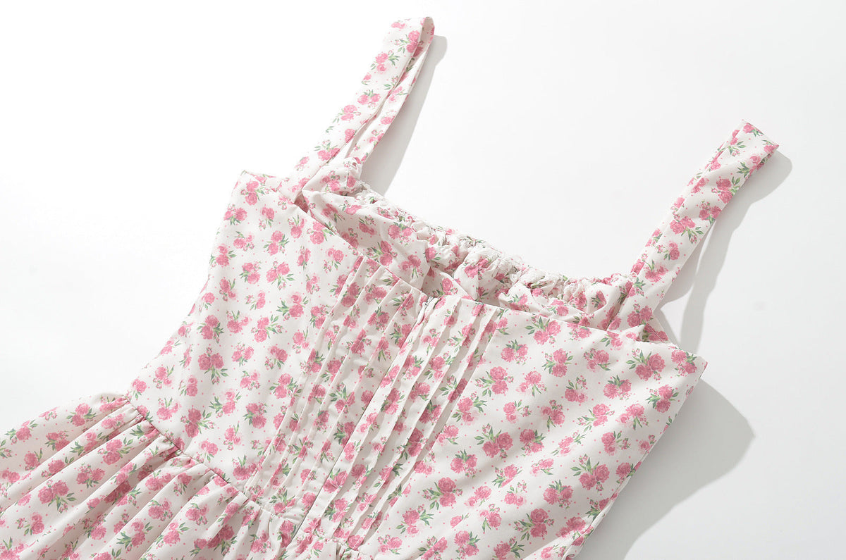 French girl floral suspender dress playful summer dress - MERGE.DAY.1.FREESTYLE