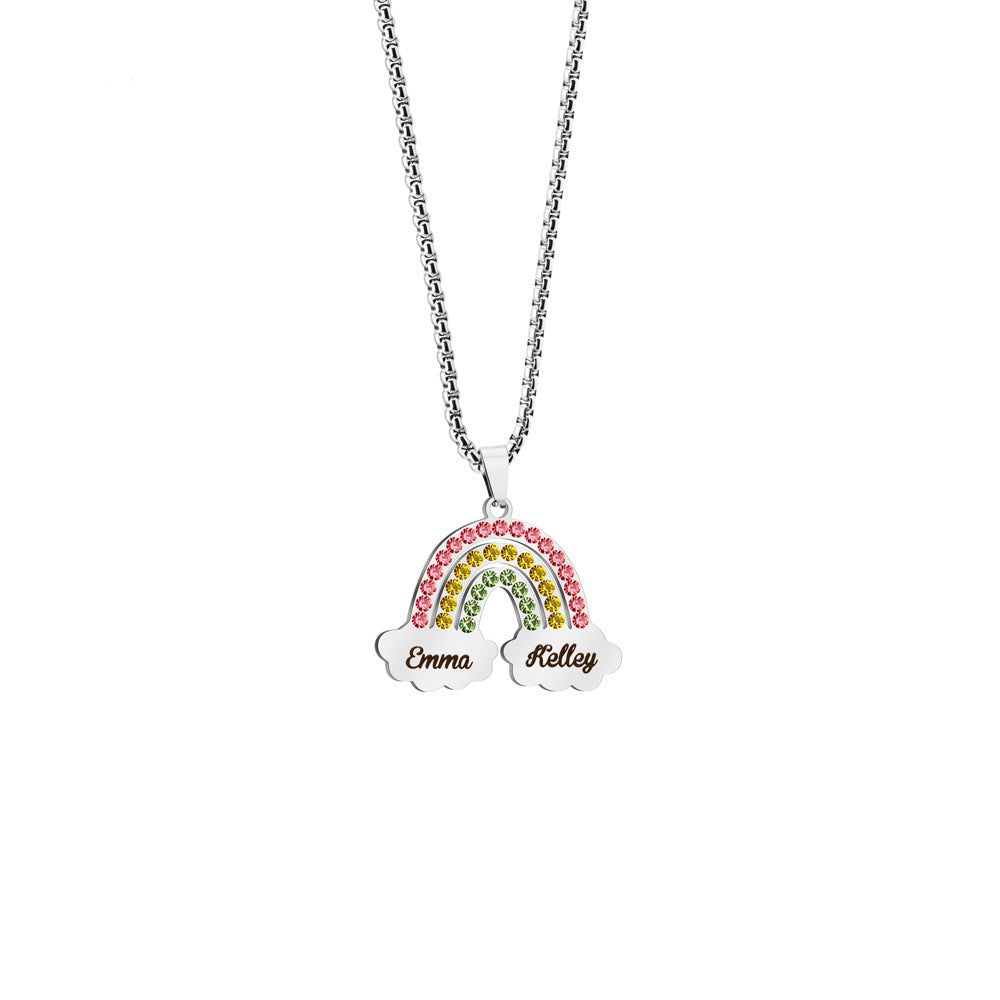 Rainbow Couple Name Necklace Engraving Pendant - MERGE.DAY.1.FREESTYLE