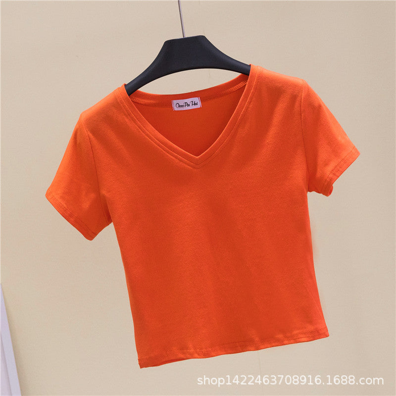 V-neck midriff-baring slim-waisted top - MERGE.DAY.1.FREESTYLE
