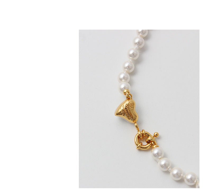 Women's retro heart pearl necklace clavicle chain - MERGE.DAY.1.FREESTYLE