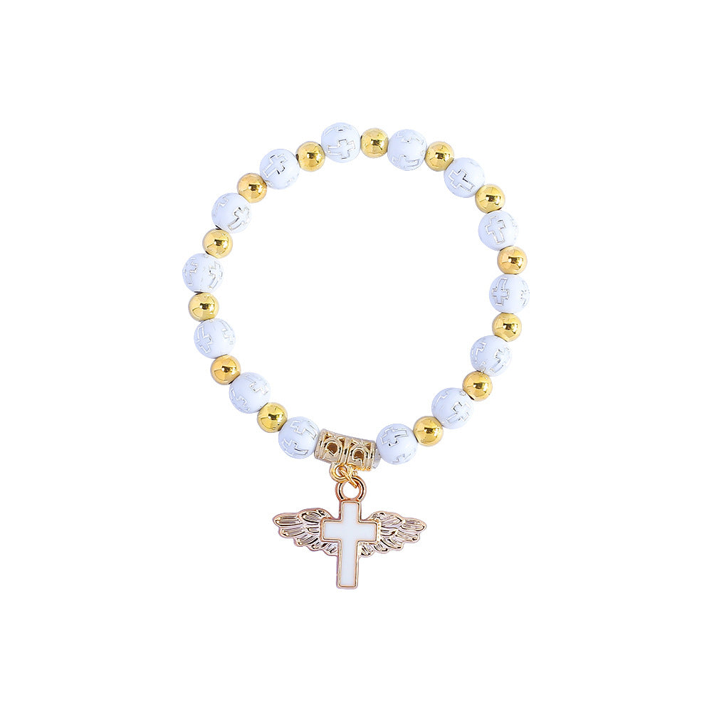 rosary bracelet acrylic cross angel hand jewelry - MERGE.DAY.1.FREESTYLE