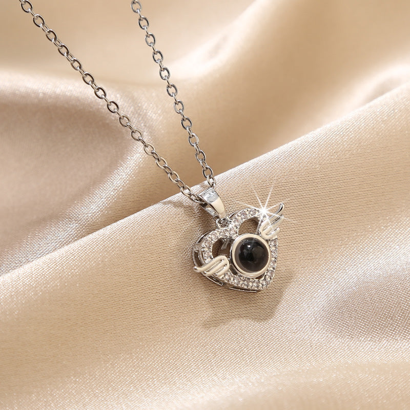 Customized Angel Projection Necklace with Diamonds - MERGE.DAY.1.FREESTYLE