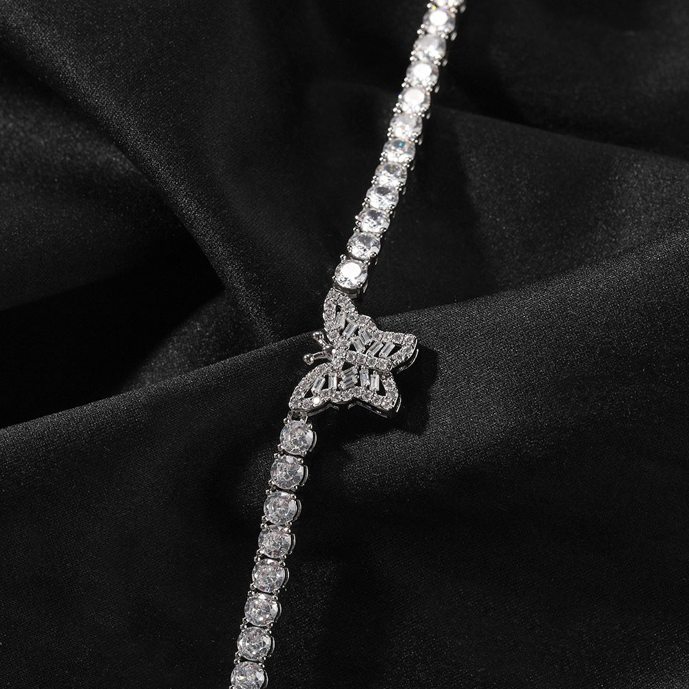 diamond tennis necklace butterfly chain - MERGE.DAY.1.FREESTYLE
