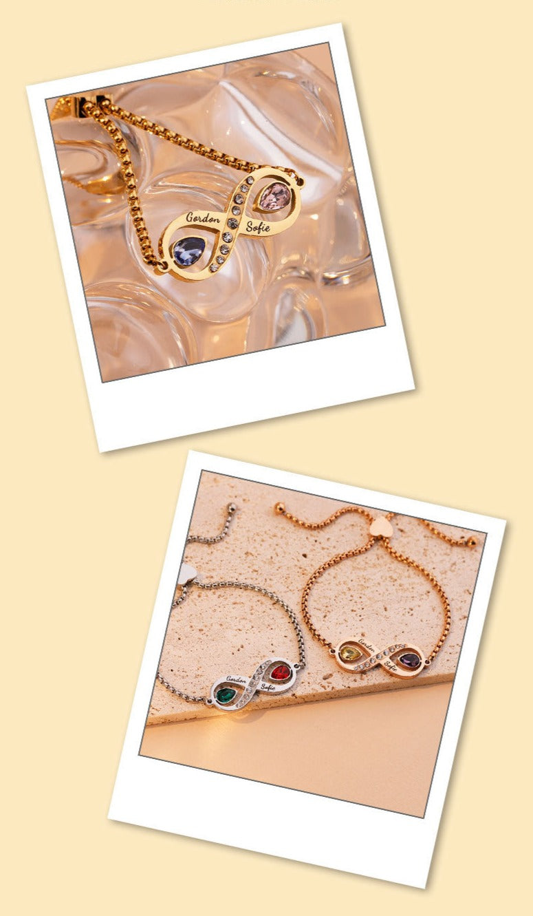 couple bracelet birthstone engraved bracelet - MERGE.DAY.1.FREESTYLE