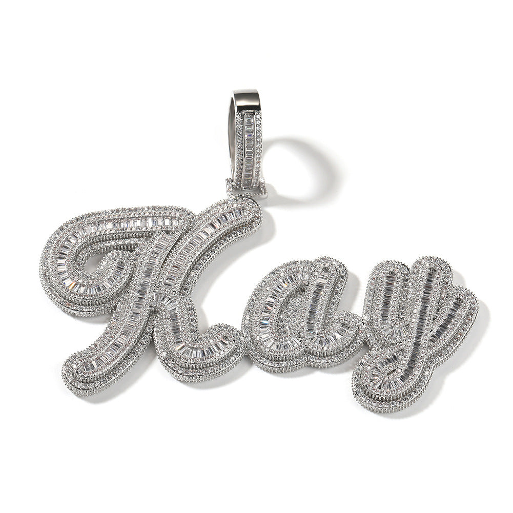 JON Stitching Diamond Letter Pendant Hip Hop Necklace - MERGE.DAY.1.FREESTYLE