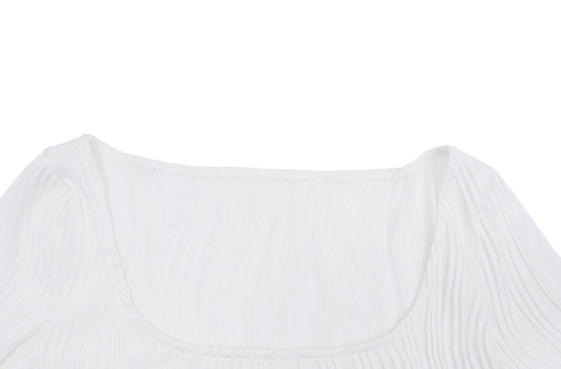 Autumn & Winter long-sleeved U-neck water ripple slim fit top T-shirt - MERGE.DAY.1.FREESTYLE