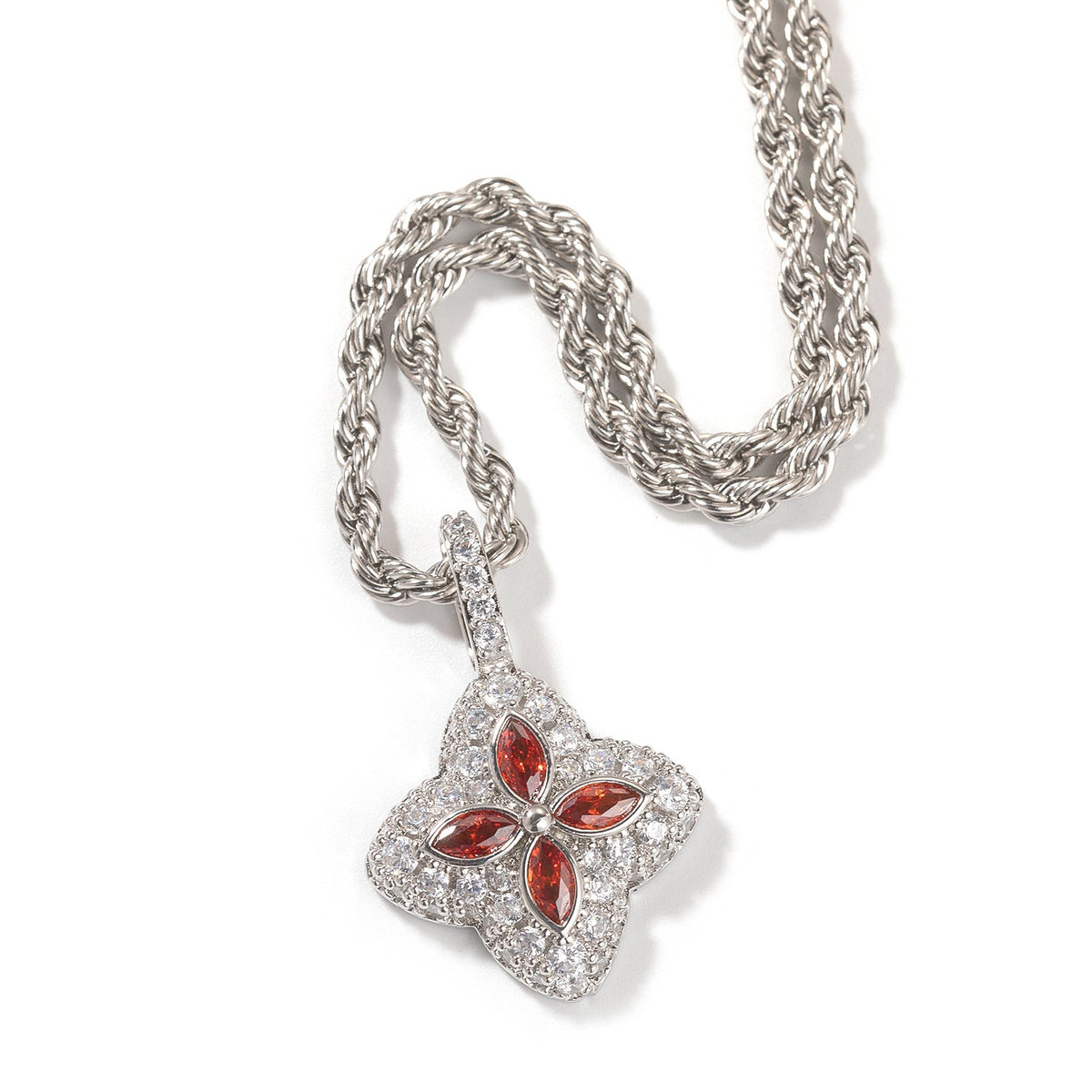 Cubic Zirconia Colorful Four-Leaf Clover Pendant - MERGE.DAY.1.FREESTYLE