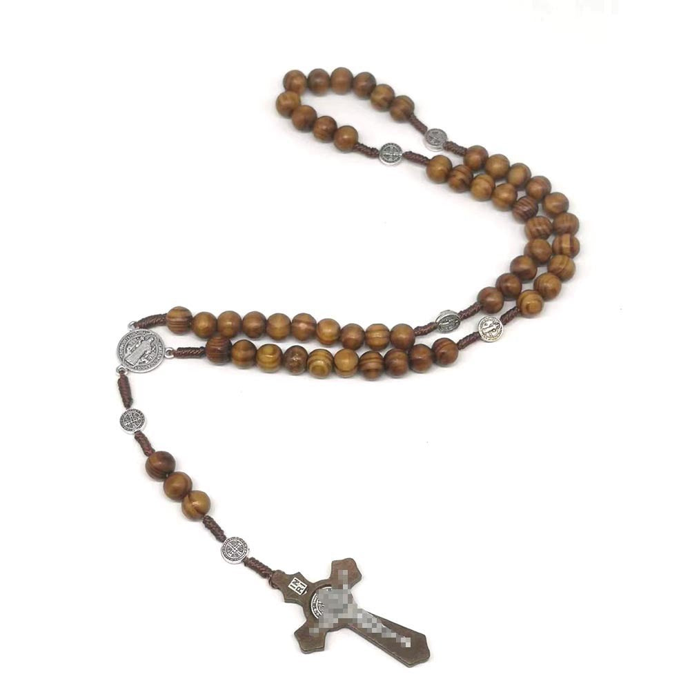 rosary necklace natural wooden beads - MERGE.DAY.1.FREESTYLE