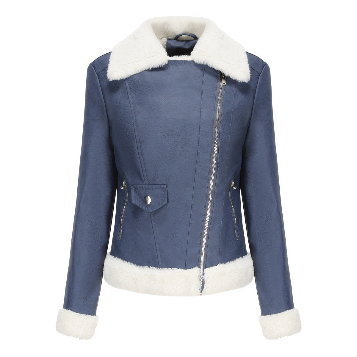 Autumn and winter fleece leather women's warm long-sleeved lapel coat jacket - MERGE.DAY.1.FREESTYLE