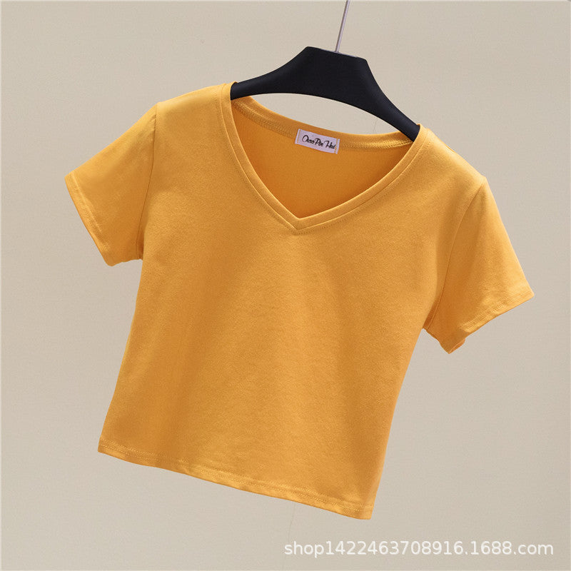 V-neck midriff-baring slim-waisted top - MERGE.DAY.1.FREESTYLE