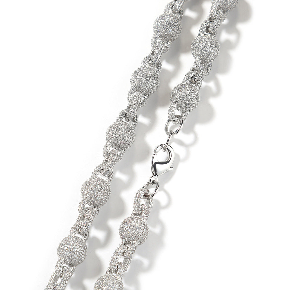 mens gold 5A Zirconia Ball chain necklace - MERGE.DAY.1.FREESTYLE