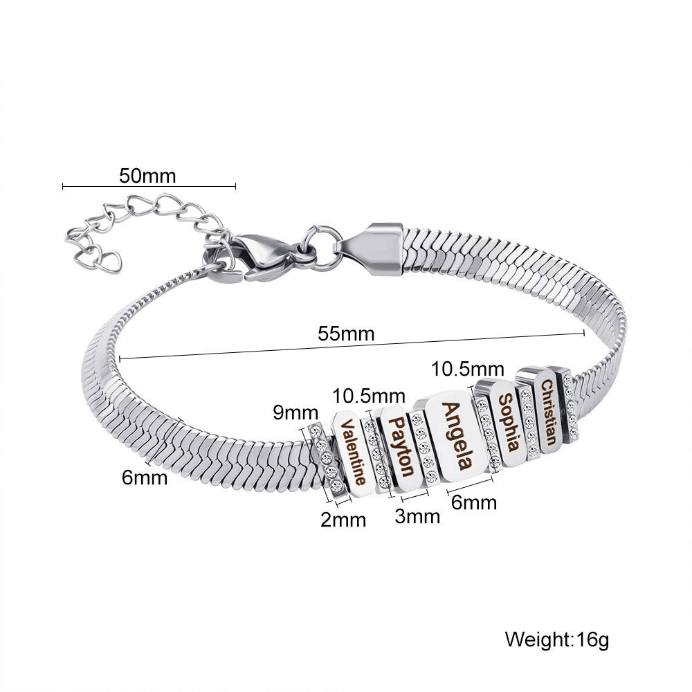 Flat snake bone chain diamond engraving bracelet - MERGE.DAY.1.FREESTYLE