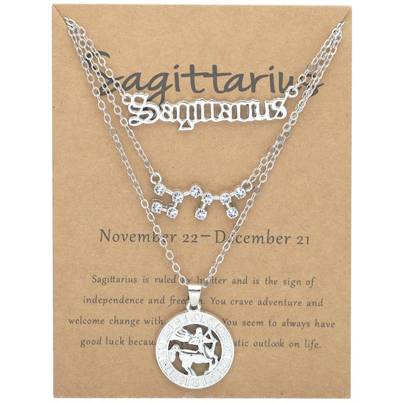 Zodiac Necklace Vintage English Star Image Pendant Three Piece Jewelry Set - MERGE.DAY.1.FREESTYLE