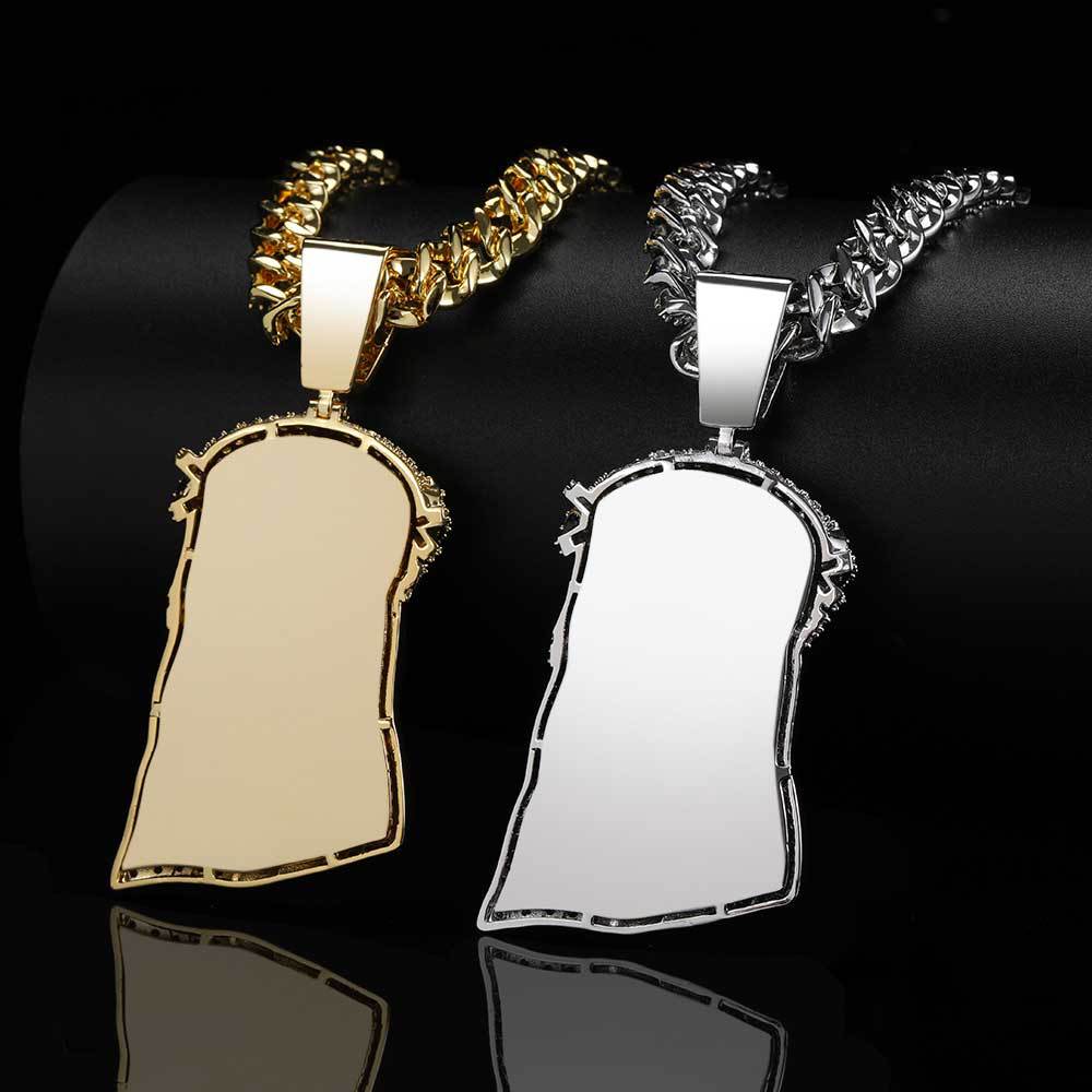 Micro Paved Zircon Jesus Head Hip Hop Men's Pendant Necklace - MERGE.DAY.1.FREESTYLE