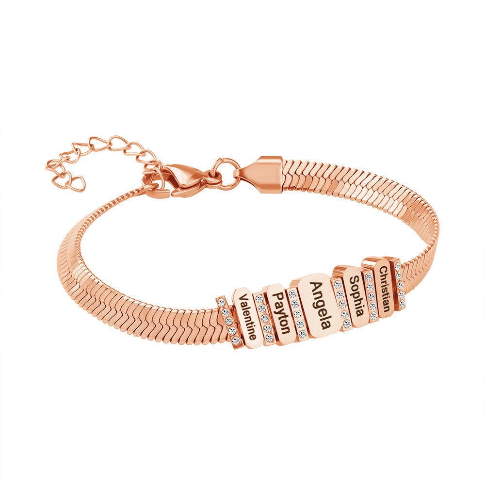 Flat snake bone chain diamond engraving bracelet - MERGE.DAY.1.FREESTYLE