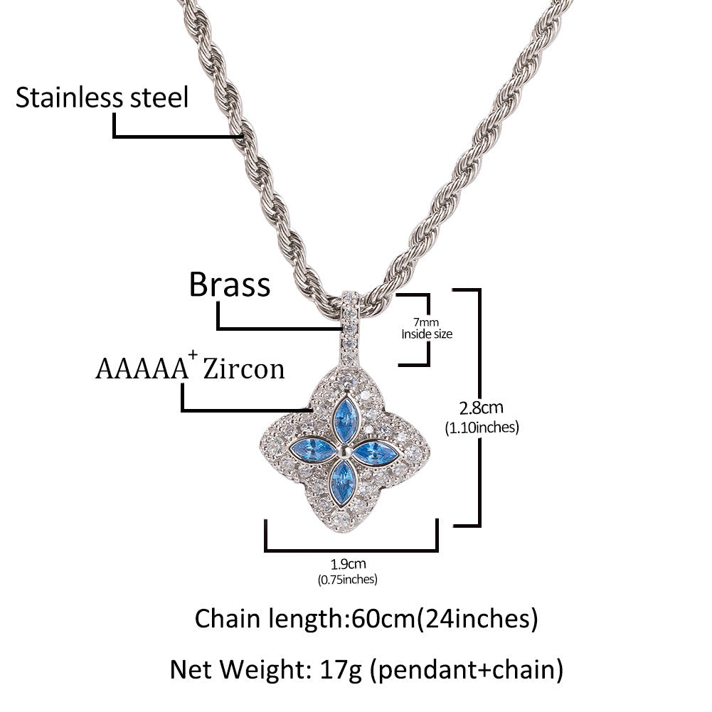 Cubic Zirconia Colorful Four-Leaf Clover Pendant - MERGE.DAY.1.FREESTYLE
