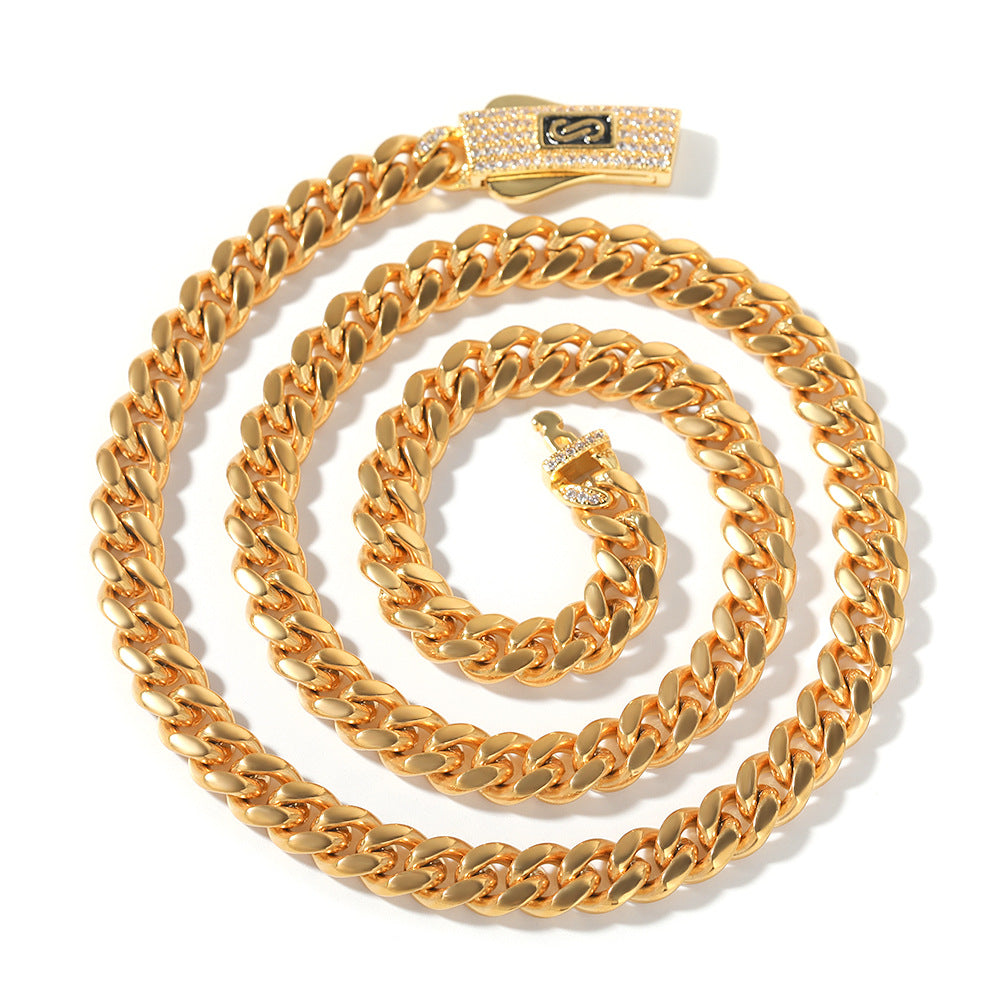Hip-hop diamond-encrusted clasp smooth Cuban chain - MERGE.DAY.1.FREESTYLE