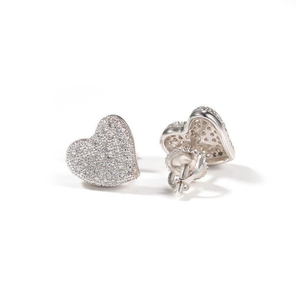 Hip Hop diamond-encrusted 925 silver stud earrings - MERGE.DAY.1.FREESTYLE