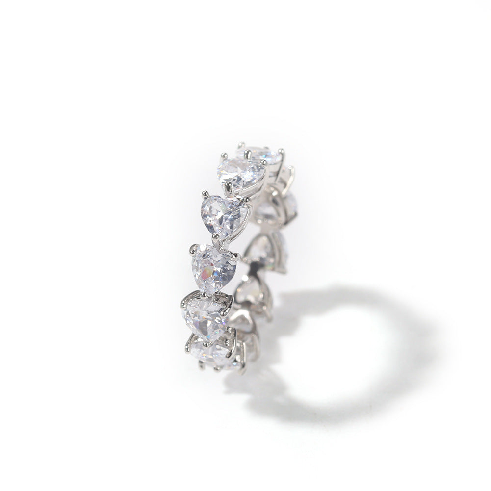 Hip-hop single-row heart-shaped zircon rings - MERGE.DAY.1.FREESTYLE