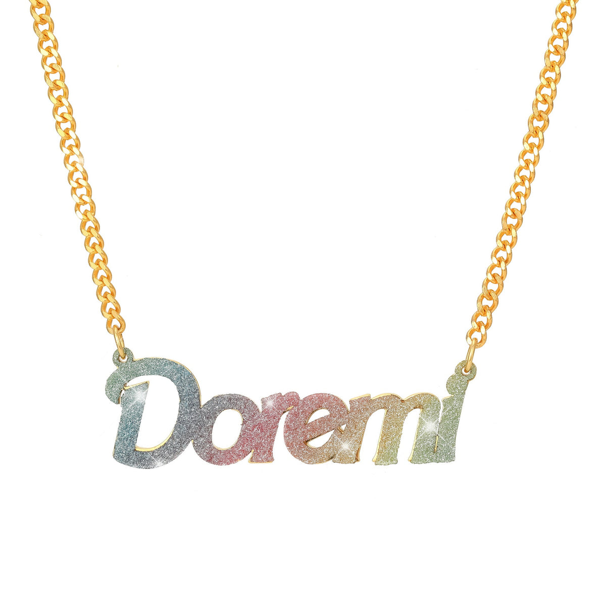 Colorful Name Necklace DIY Titanium Steel Glitter Pink Pendant - MERGE.DAY.1.FREESTYLE