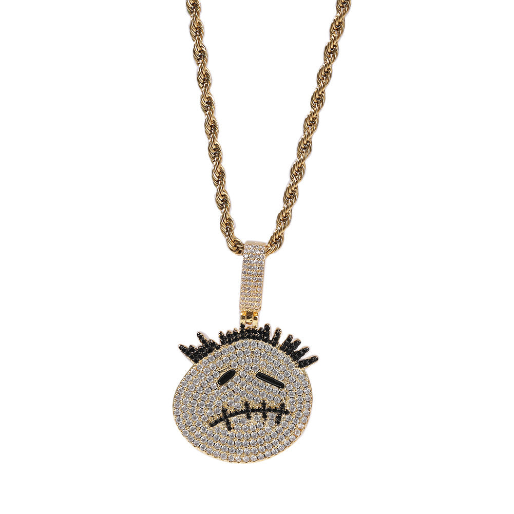 Hip-hop cartoon zircon spiky-head avatar necklace - MERGE.DAY.1.FREESTYLE