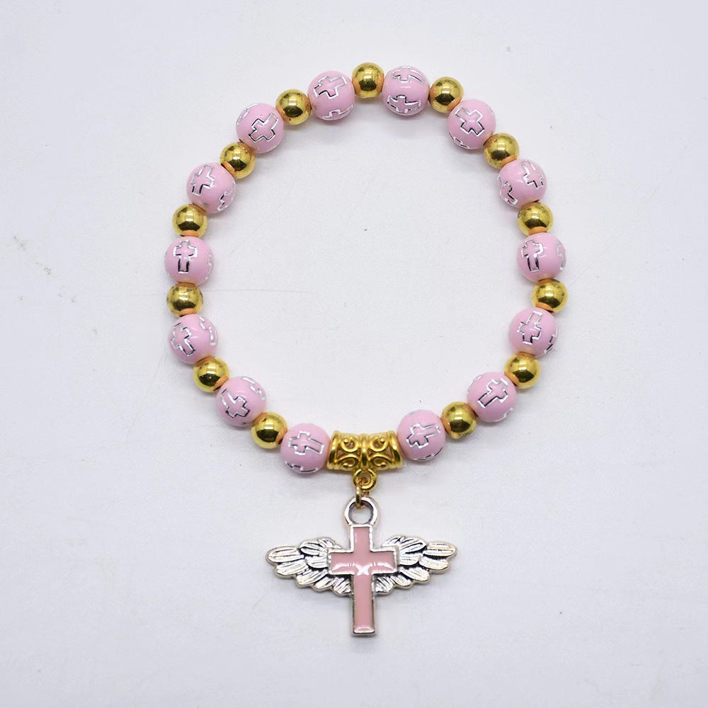 rosary bracelet acrylic cross angel hand jewelry - MERGE.DAY.1.FREESTYLE