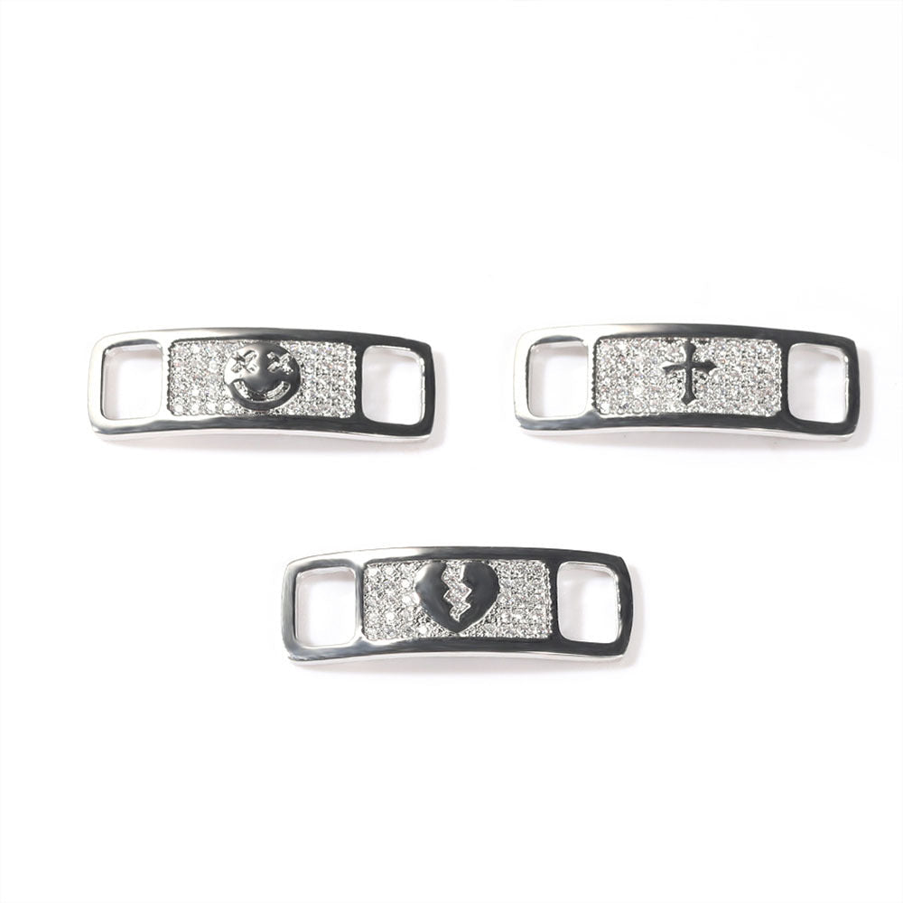 Hip-hop zircon cross smiling face broken heart shoe buckle - MERGE.DAY.1.FREESTYLE