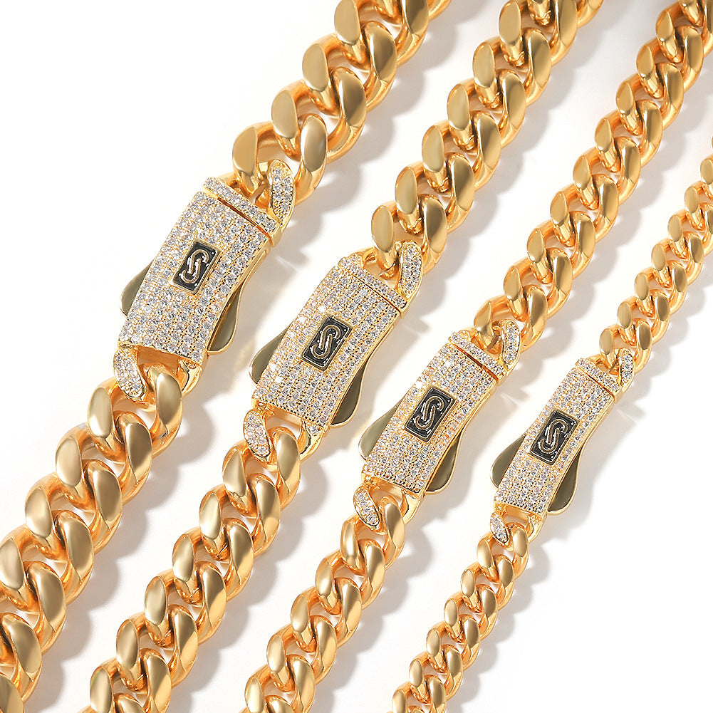Hip-hop diamond-encrusted clasp smooth Cuban chain - MERGE.DAY.1.FREESTYLE