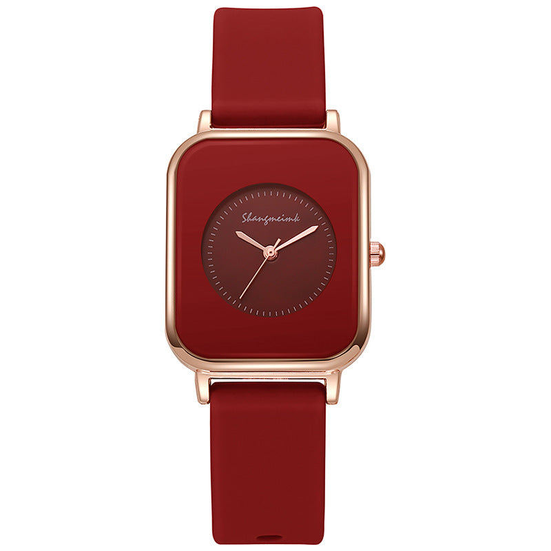 Casual square-shaped, elegant quartz silicone strap student watches. - MERGE.DAY.1.FREESTYLE