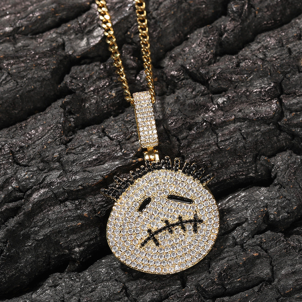 Hip-hop cartoon zircon spiky-head avatar necklace - MERGE.DAY.1.FREESTYLE