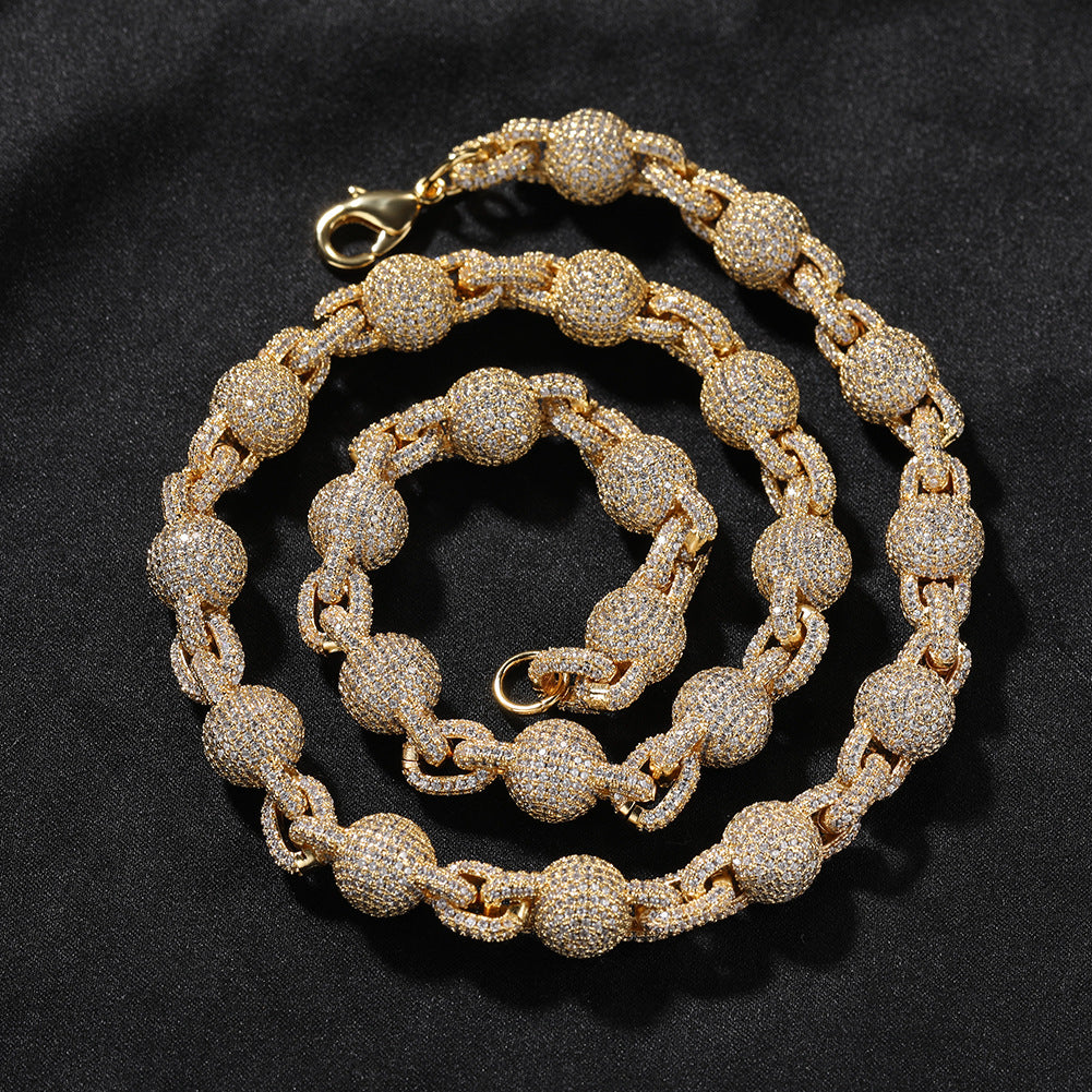 mens gold 5A Zirconia Ball chain necklace - MERGE.DAY.1.FREESTYLE